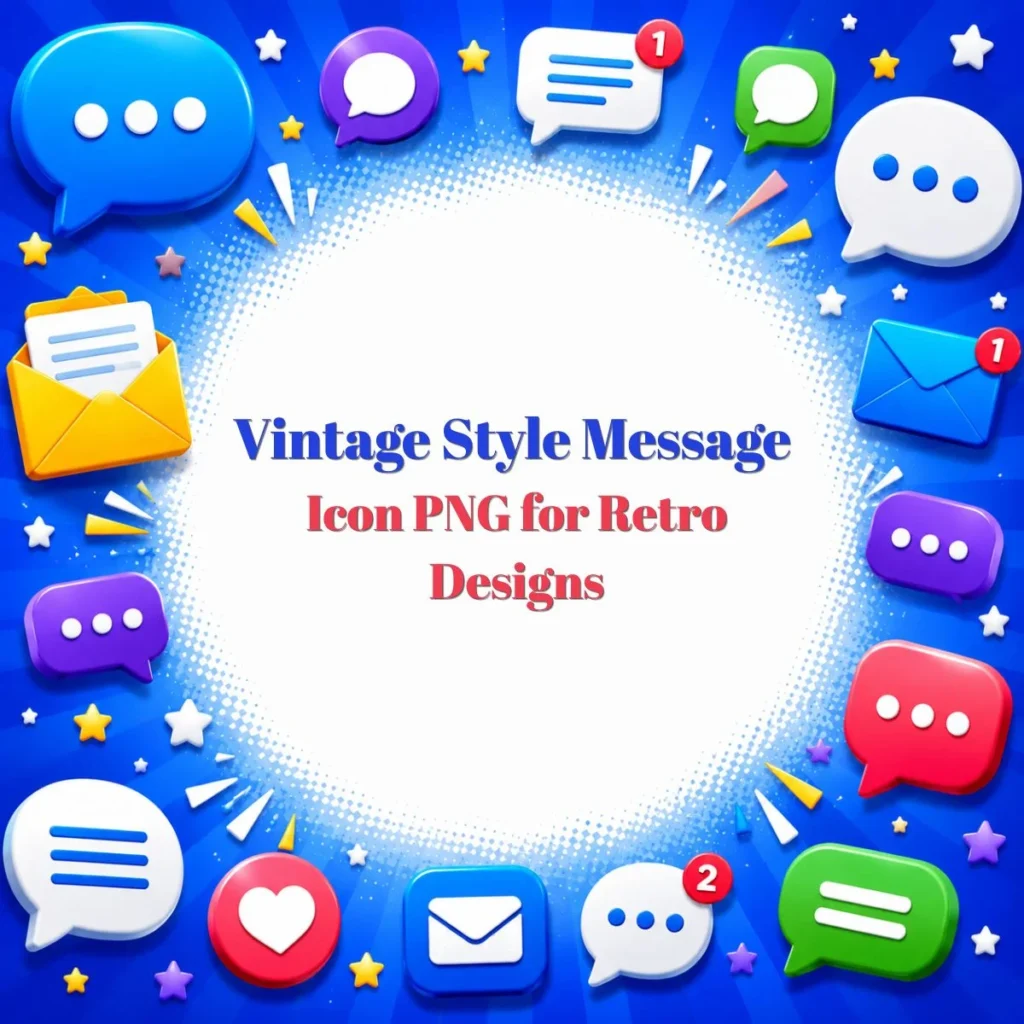 Vintage Style Message Icon PNG for Retro Designs